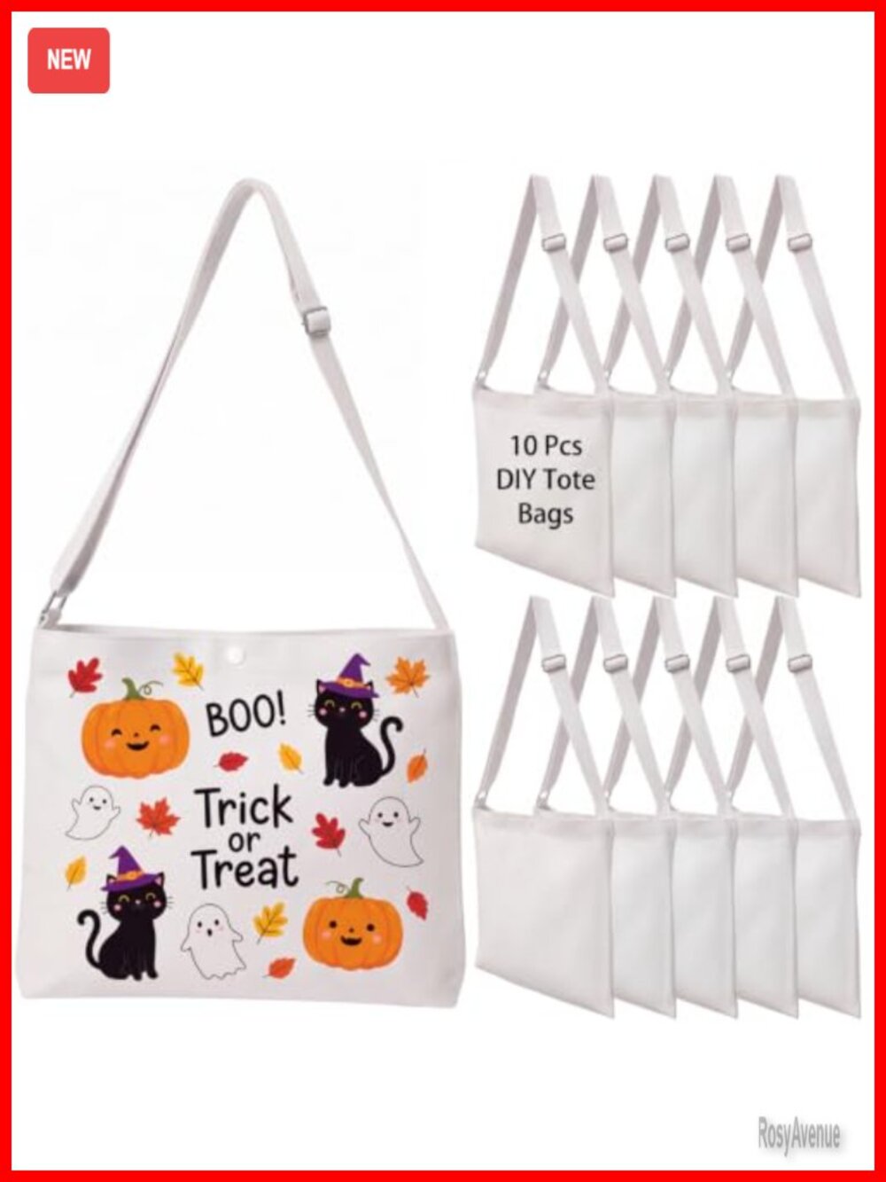 10 Pack Canvas Crossbody Tote Bags Lightweight Shoulder Bag for Women Travel